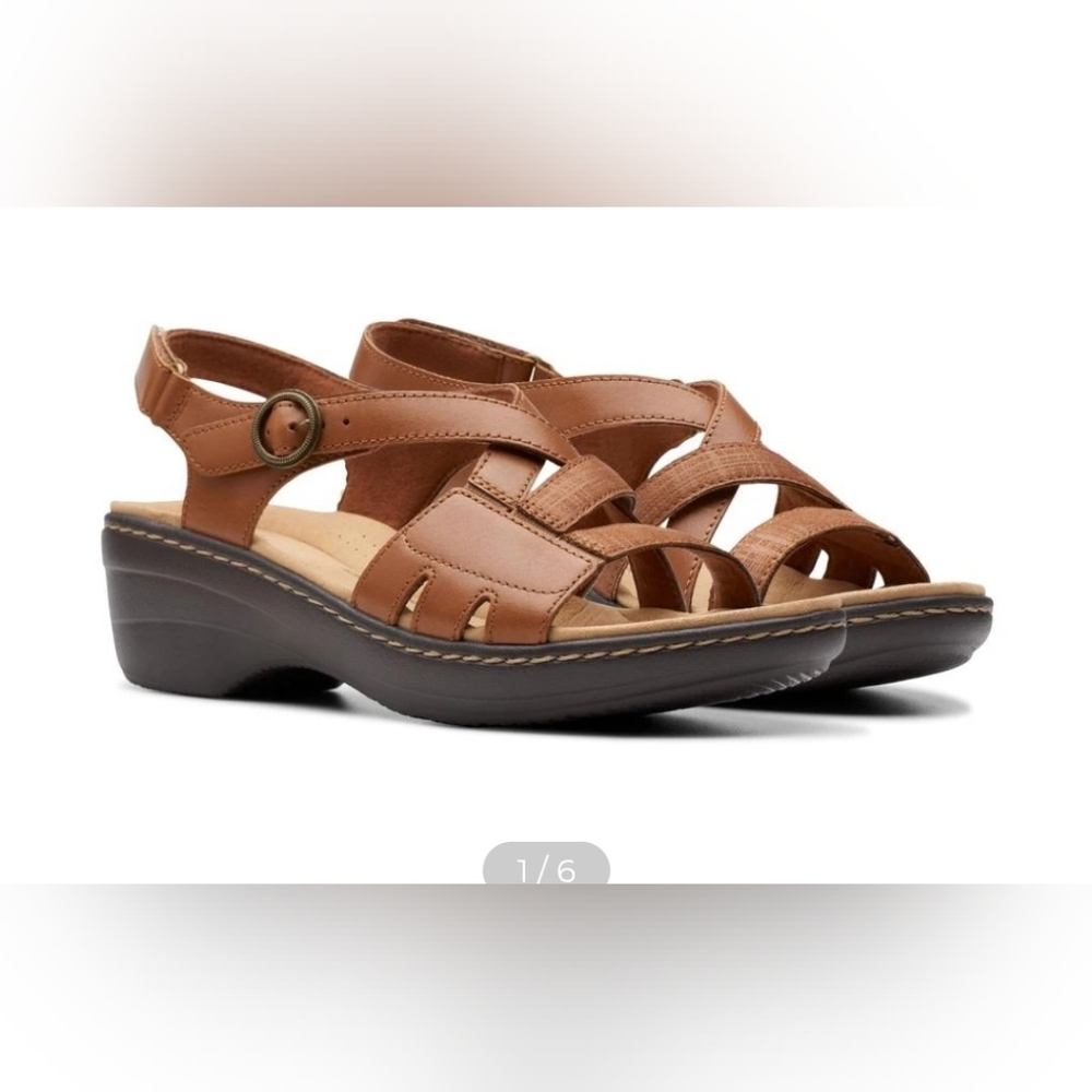 Clarks Collection Comfort Sandals with Strappy Design and Adjustable Ankle Strap